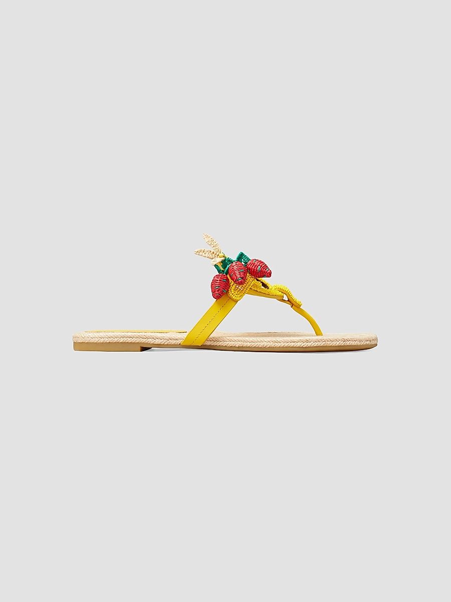 Women's Miller Beaded Leather Espadrille Sandals - Polline - Size 9