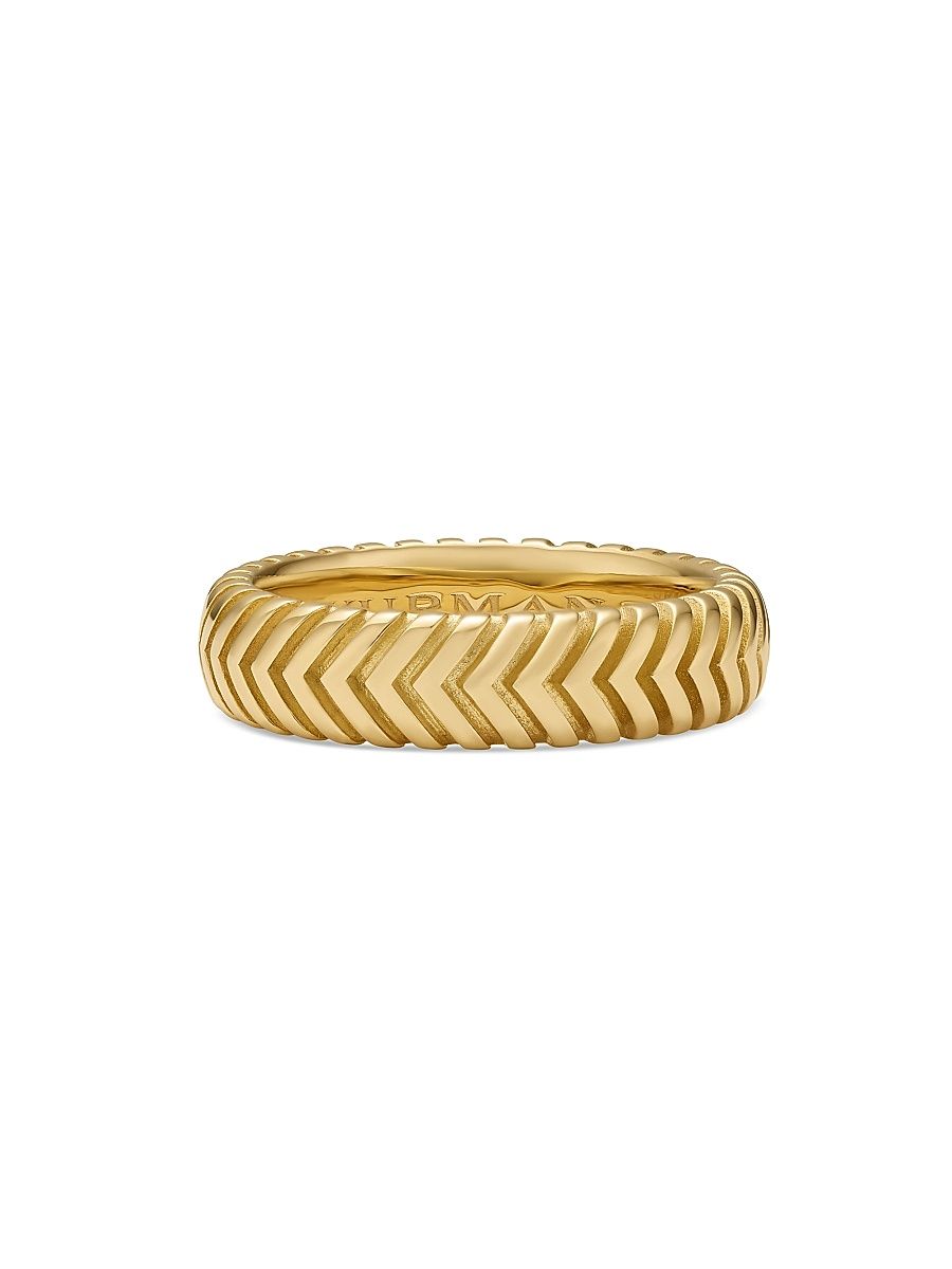 Men's Chevron Band Ring in 18K Yellow Gold, 6MM - Gold - Size 10