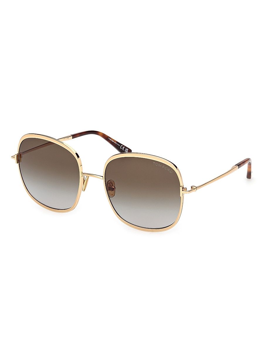 Women's Sofia 57MM Round Sunglasses - Gold Green