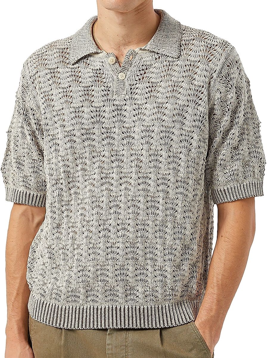 Men's Textured Polo Sweater - Natural - Size XL