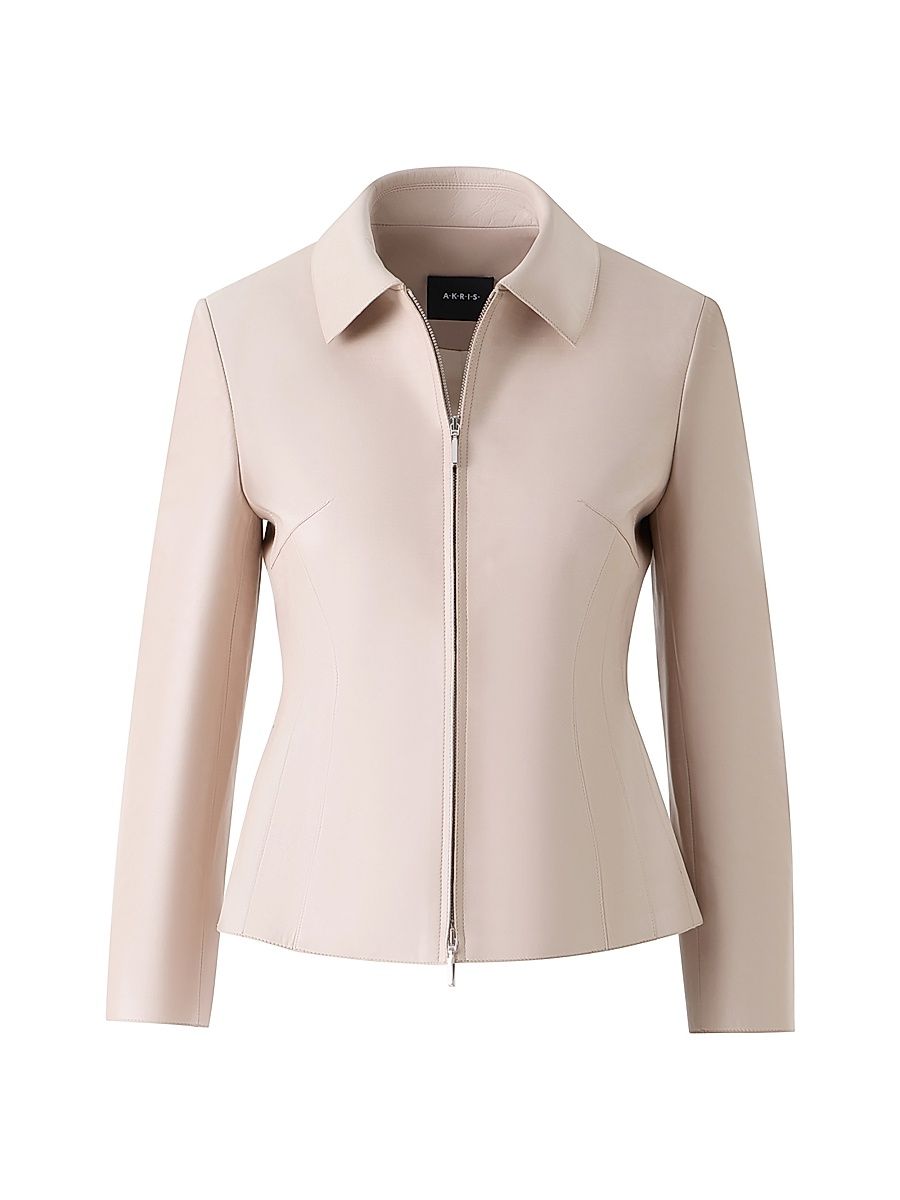 Women's Hecate Leather Jacket - Greige - Size 10