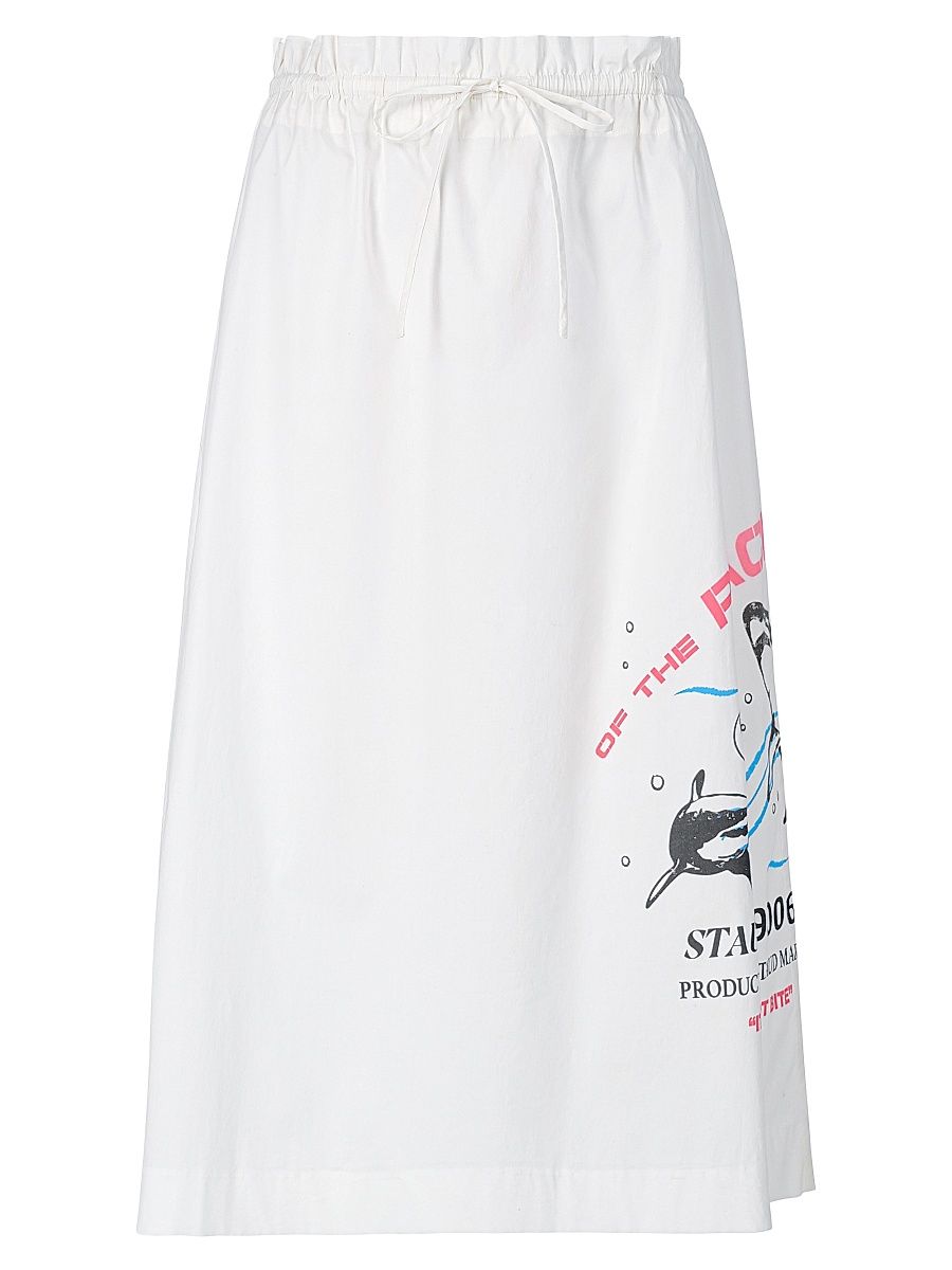 Women's Shore Shark Print Cotton Midi-Skirt - Of The Pacific - Size XL