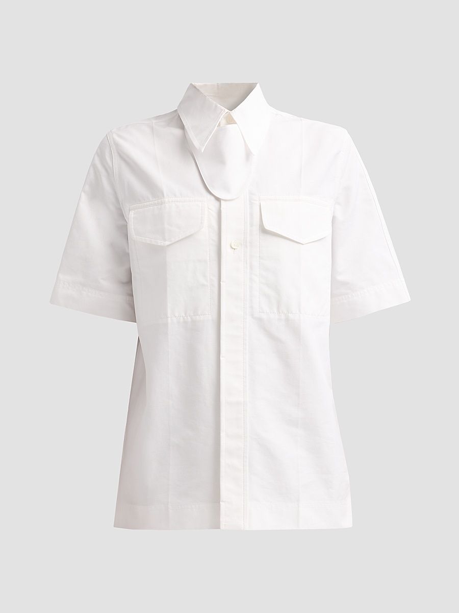 Women's Compact Cotton Toile Shirt - Chalk - Size 8