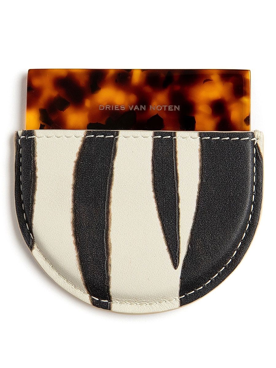 Women's Tortoise Shell Mirror & Leather Case