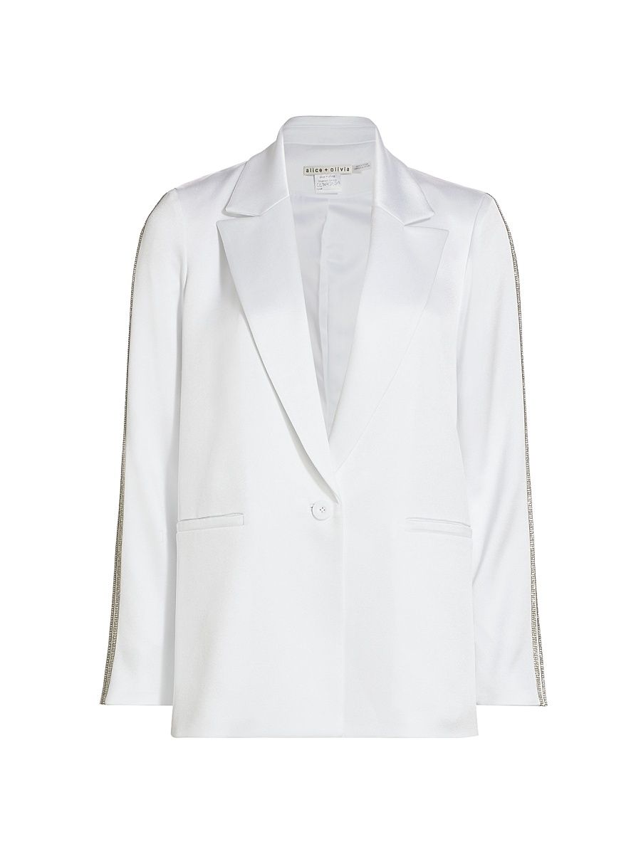 Women's Denny Embellished Twill Single-Button Blazer - White - Size 6