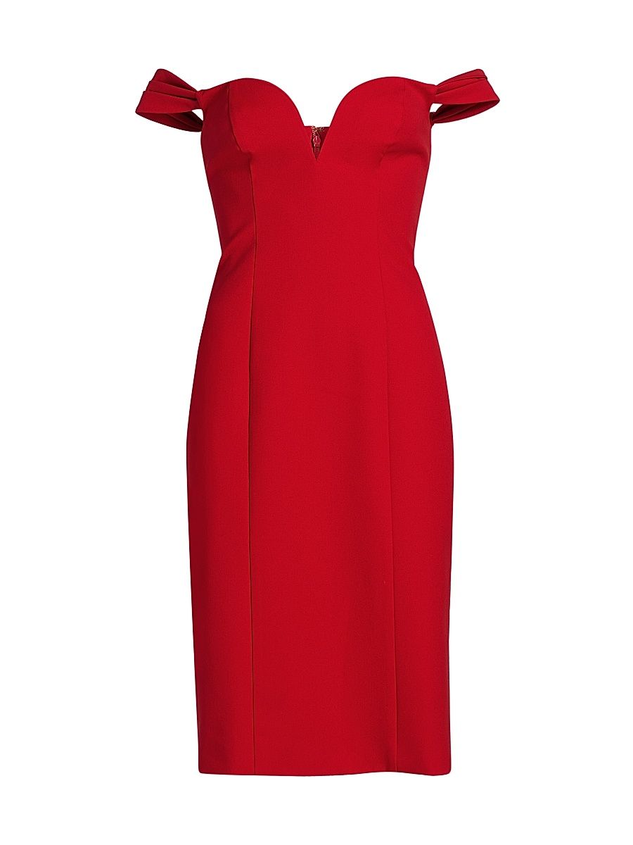 Women's Vivie Off-the-Shoulder Sheath Dress - Lipstick Red - Size 0
