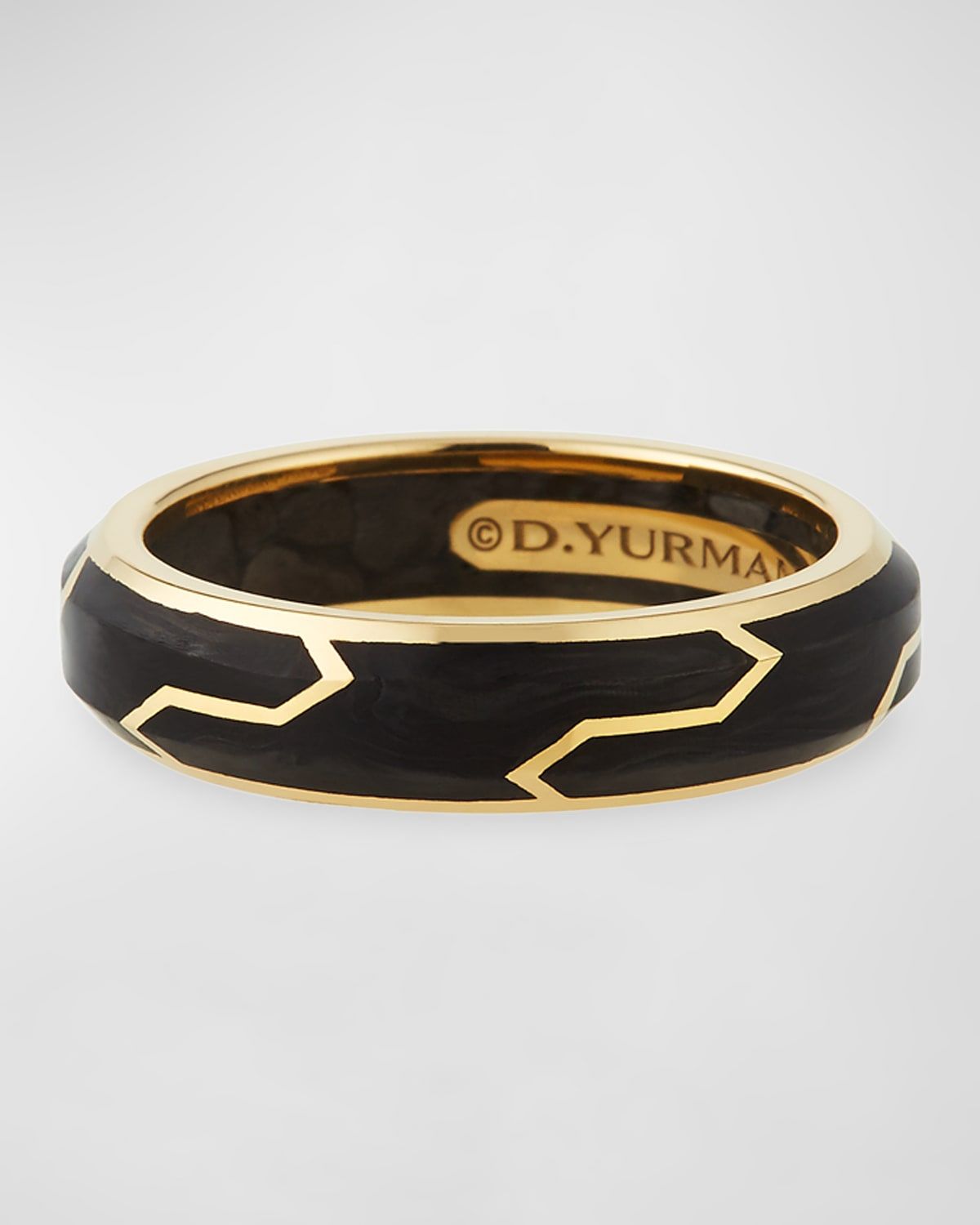 Men & apos;s Forged Carbon Band Ring in 18K Gold