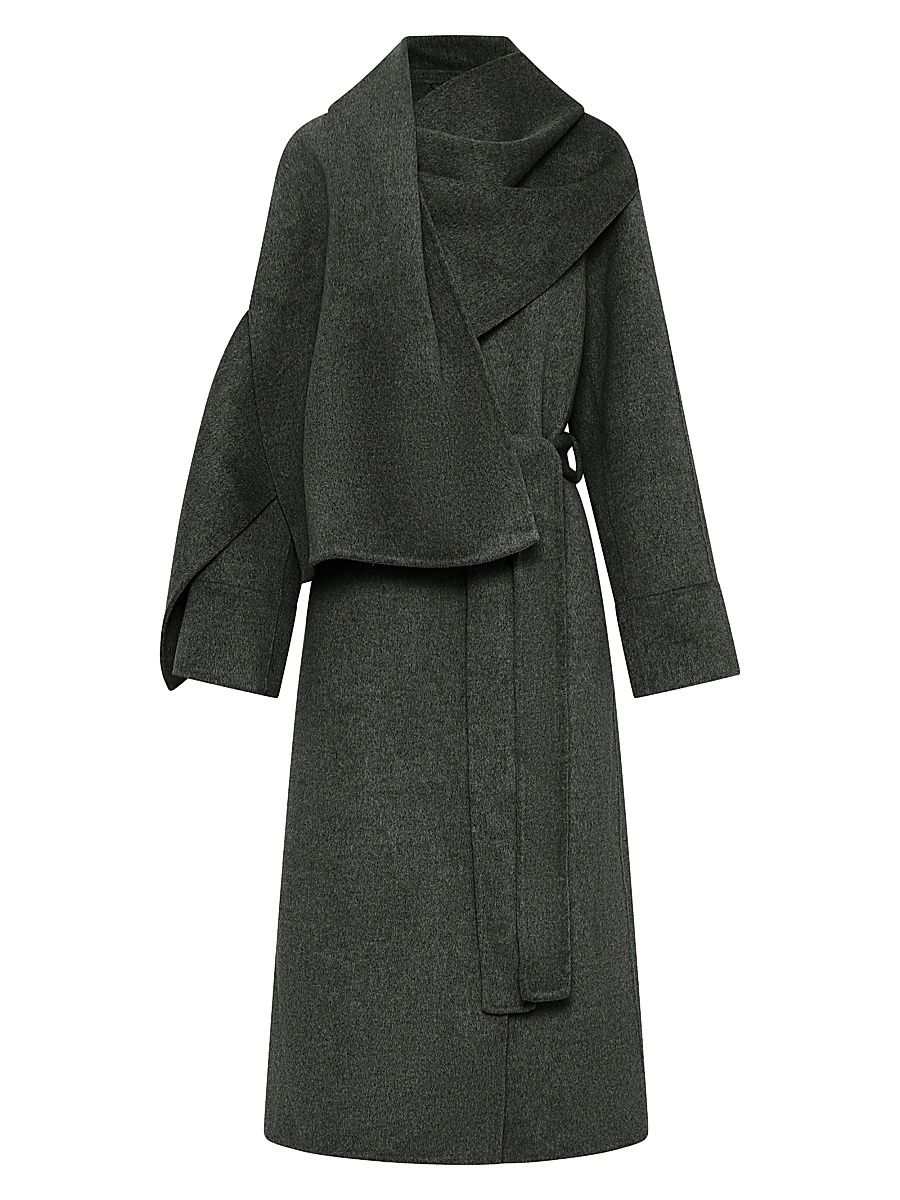 Women's Candice Double Wool-Blend Scarf-Neck Coat - Olive - Size 2