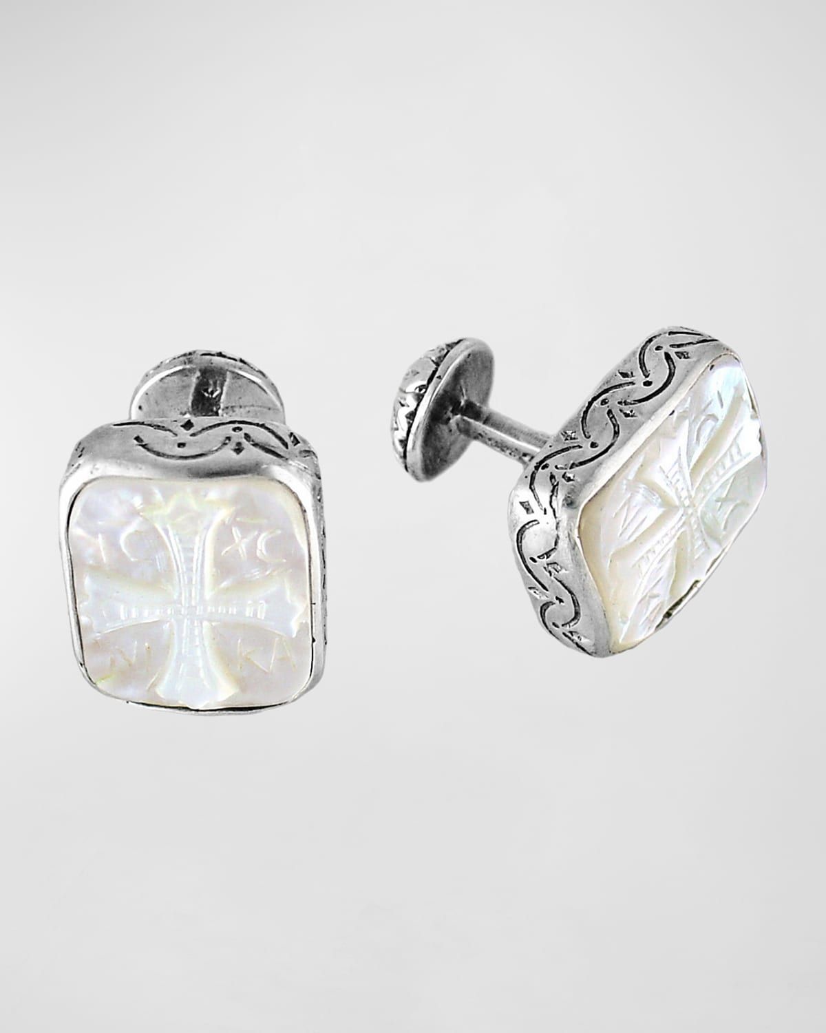 Color Classics Sterling Silver Mother-of-Pearl Cross Cuff Links
