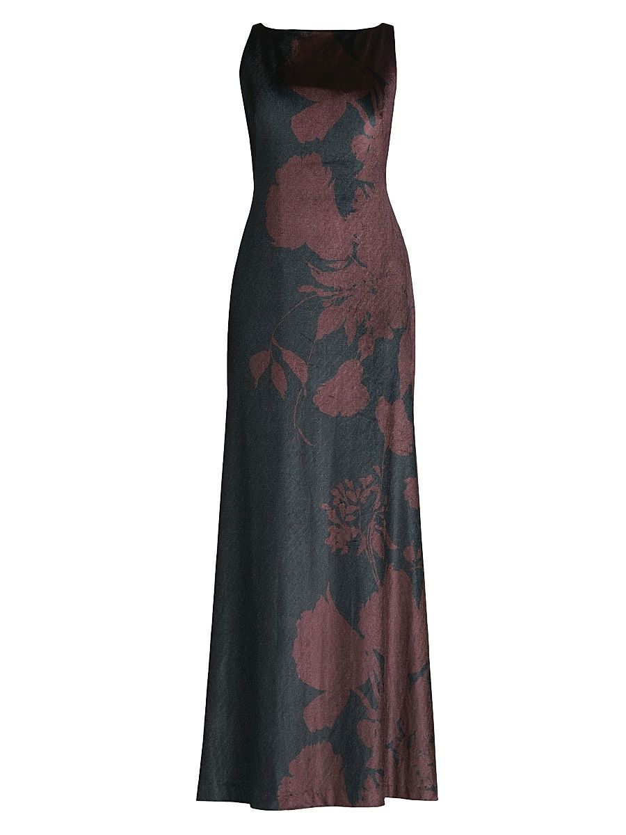 Women's Pippa Floral Velvet Gown - Deep Mink - Size 16