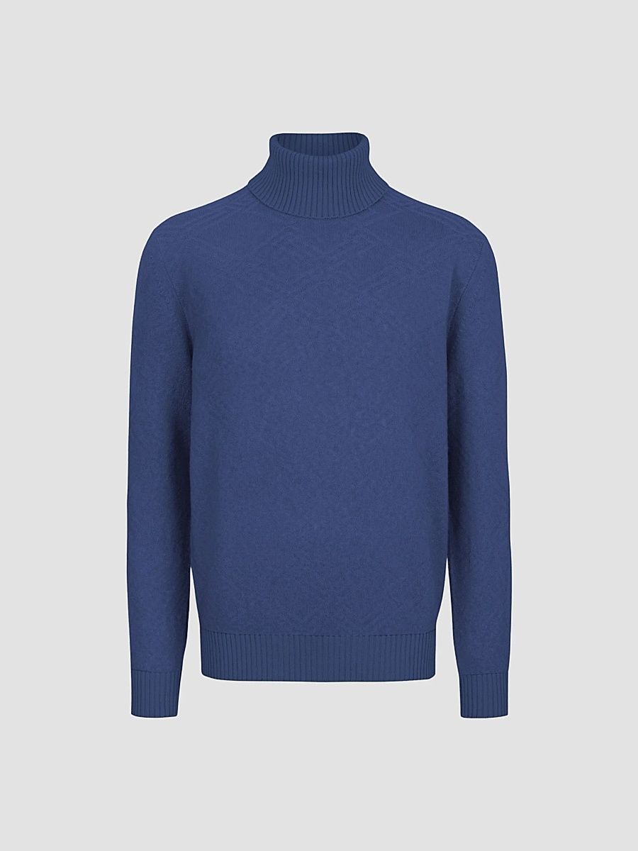 Men's Turtleneck Sweater - Light Blue - Size 48