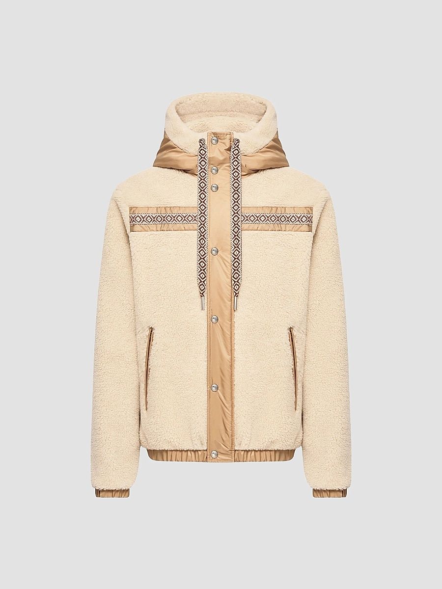 Men's Hoodie in Teddy - Light Beige - Size Small