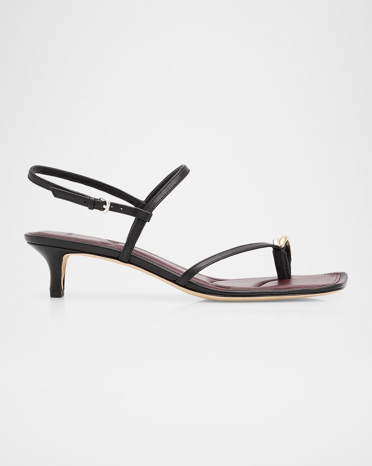 40mm Polli Leather Kitten-Heel Sandals