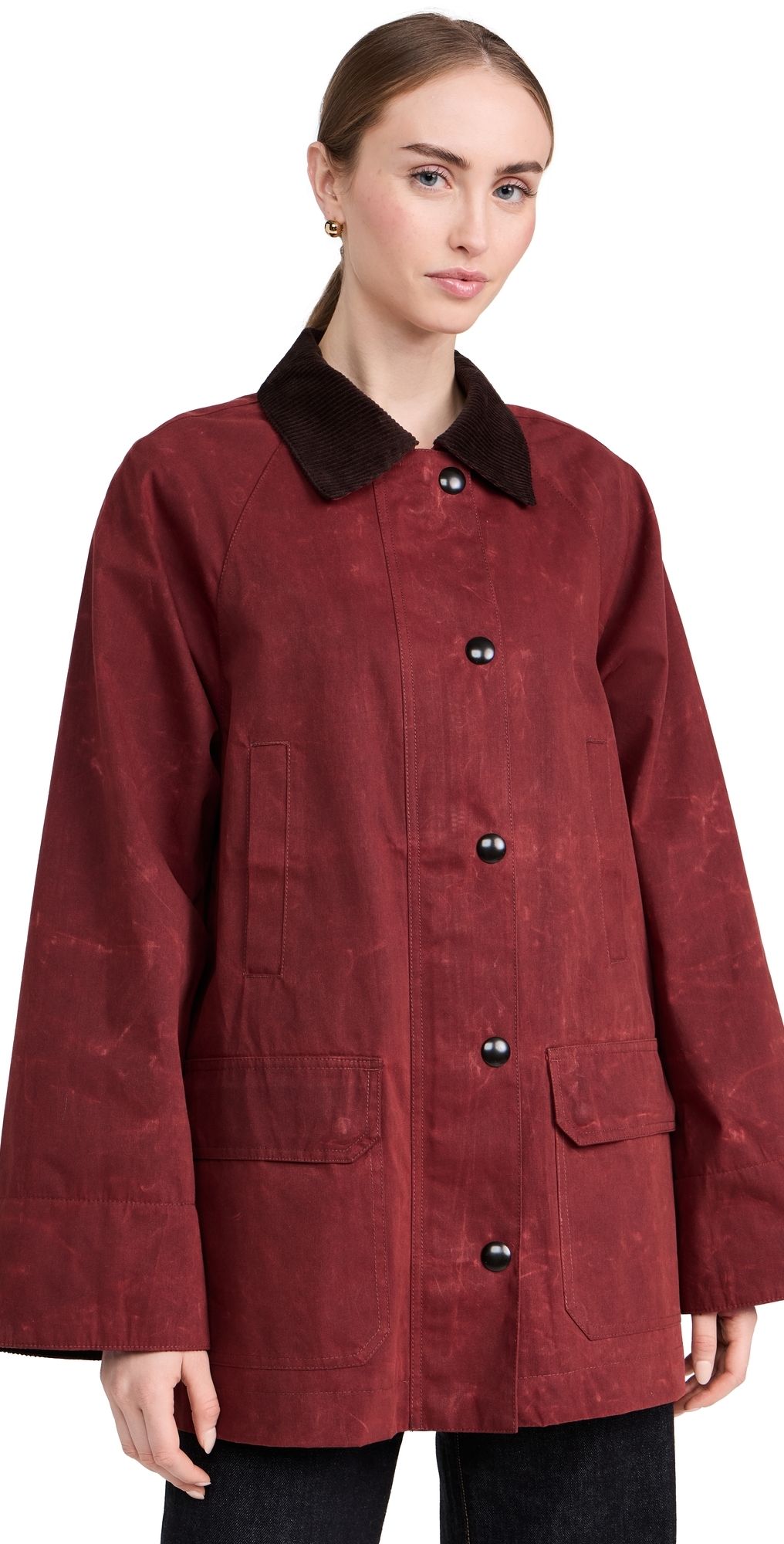 Alex Mill Chiltern Street Barn Jacket In Waxed Cotton Red XL