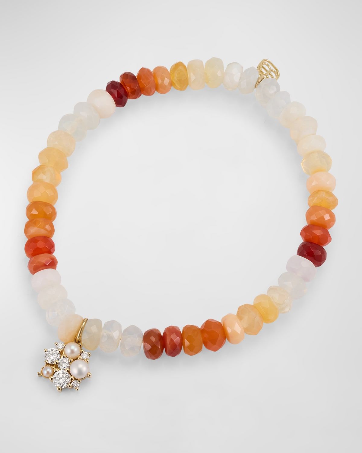 14K Gold Charm and Fire Opal Bead Bracelet