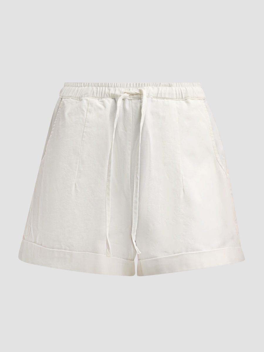 Le Jean Women's Mara Sateen Drawstring Shorts - Soft White - Size 32