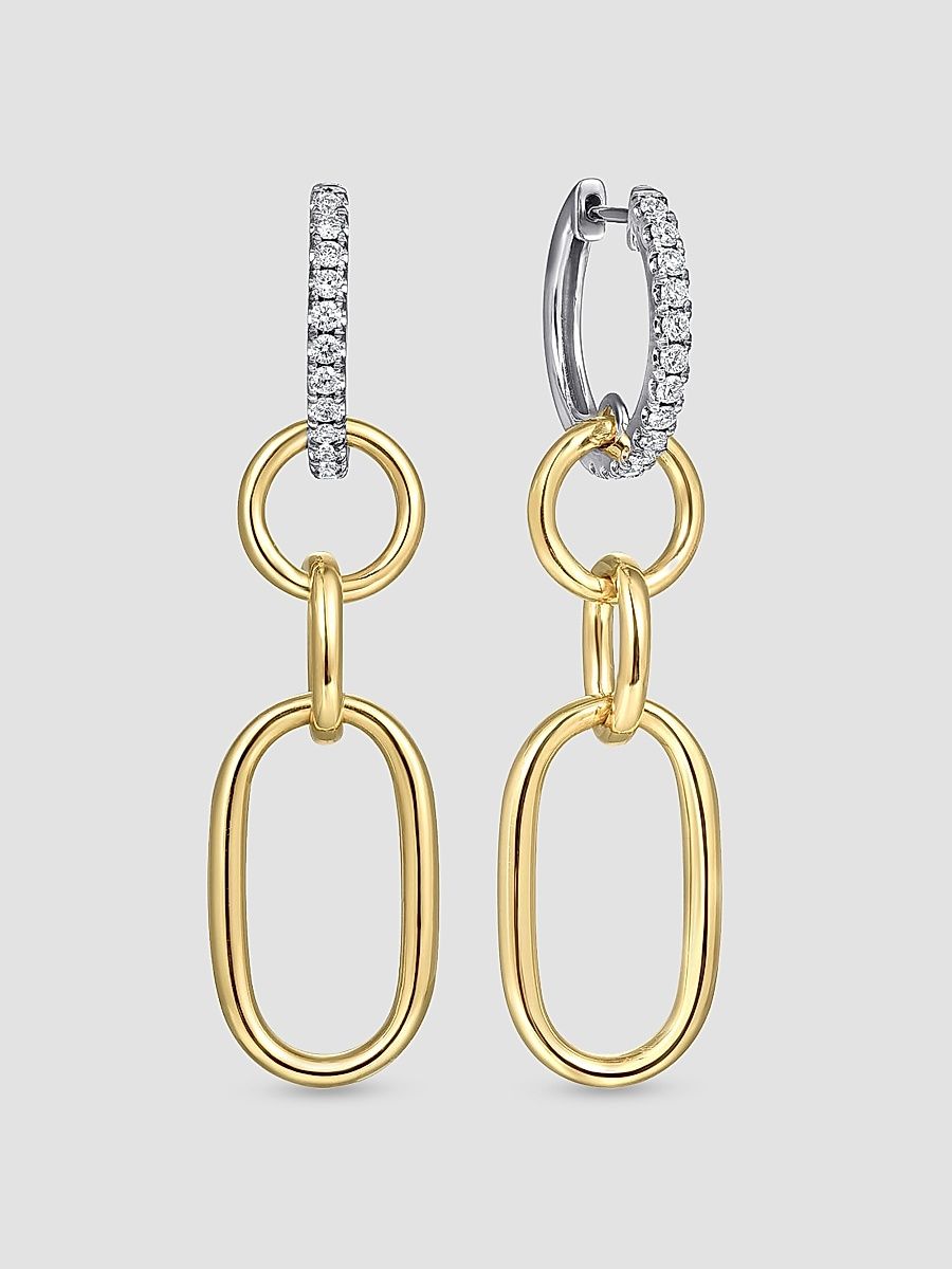 Gabriel & Co Women's Contemporary 14K White & Yellow Gold & 0.35 TCW Diamond Drop Earrings - Yellow Gold