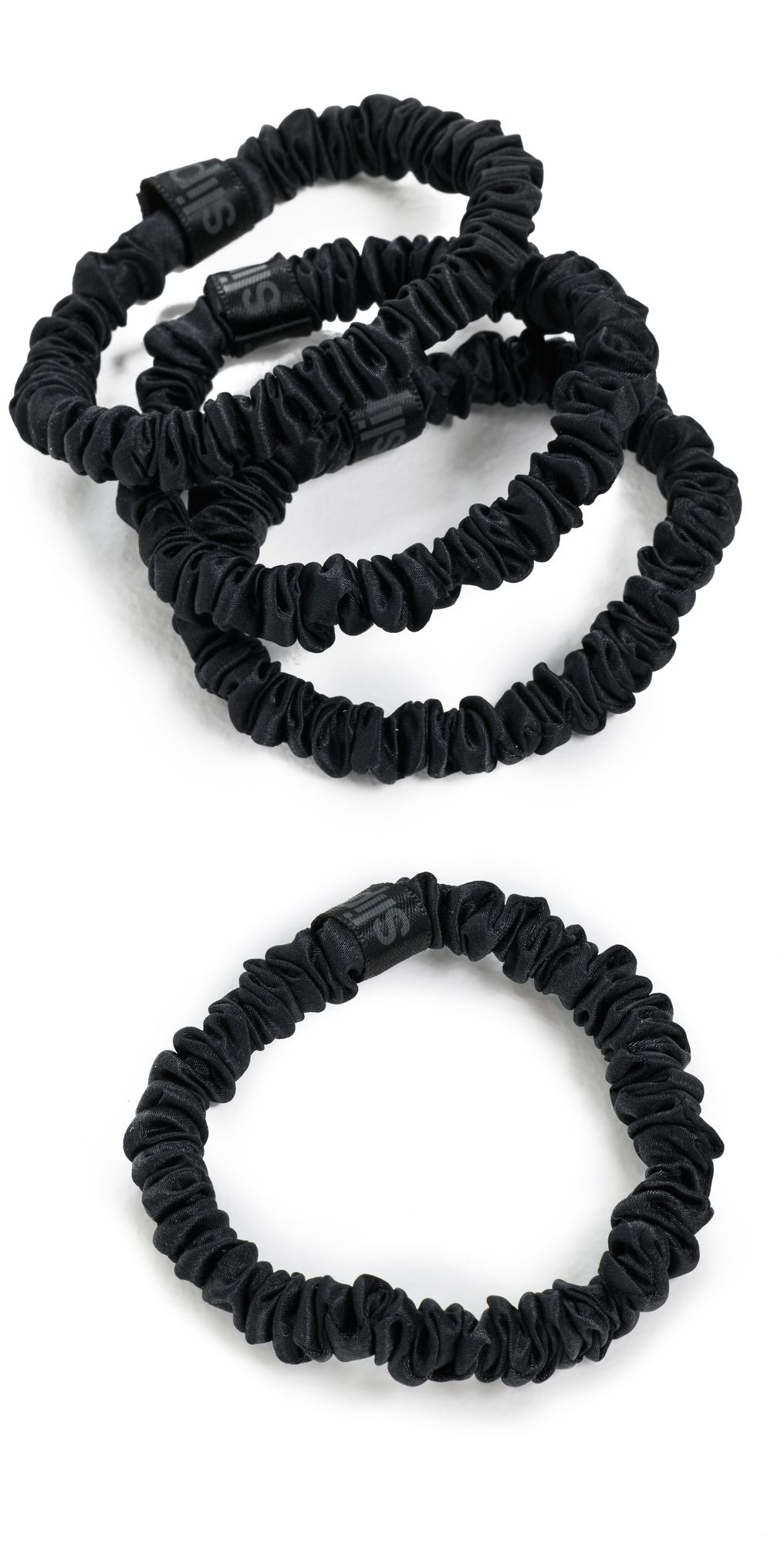 Slip Skinny Silk Scrunchies Set of 4 Black One Size
