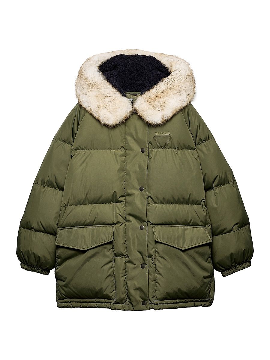 Women's Nylon Down Coat - Green - Size 6