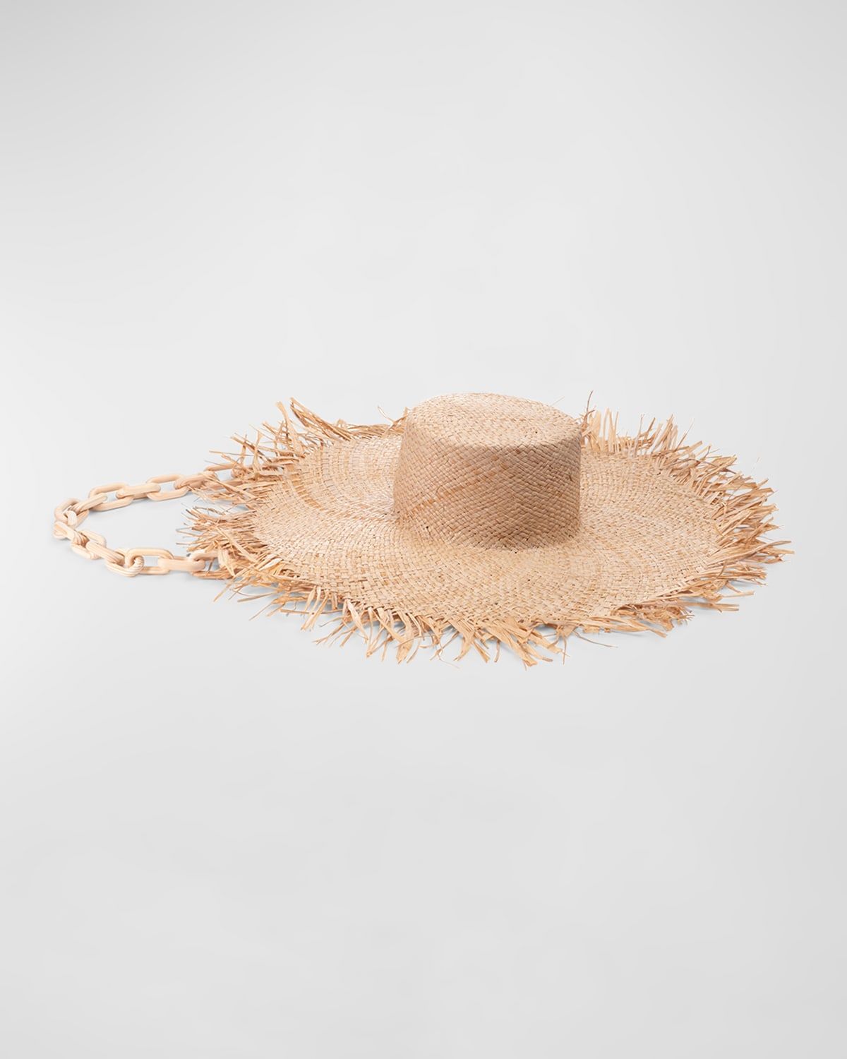Valentina Raffia Large Brim Hat With Chain