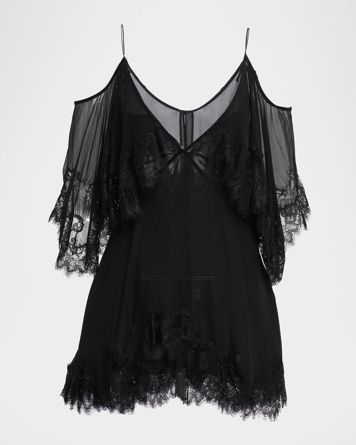 Selune Silk Lace-Trimmed Mini Dress