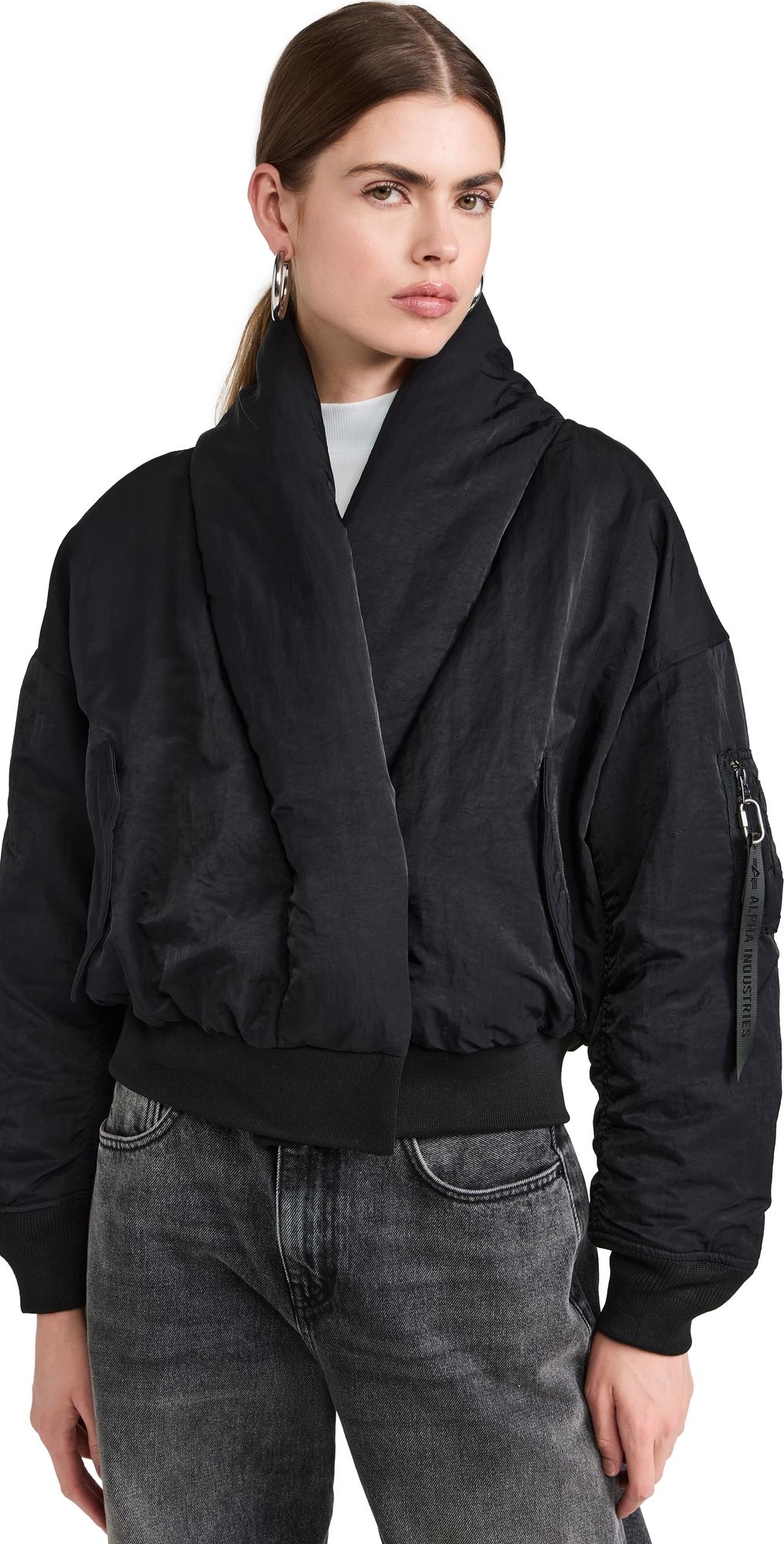 Alpha Industries Shawl Collar Flight Jacket Black L