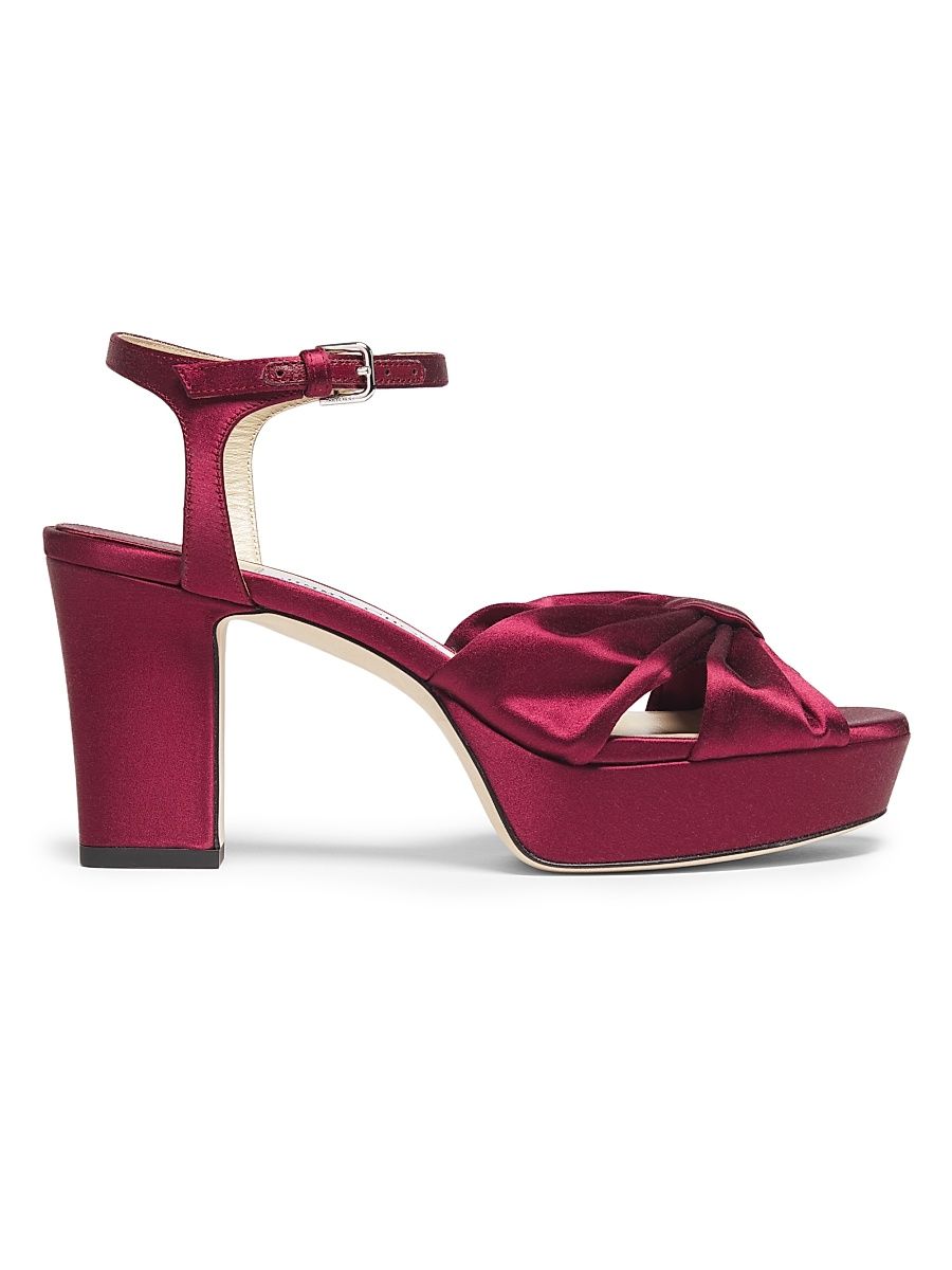 Women's Heloise 80MM Satin Platform Sandals - Berry - Size 7