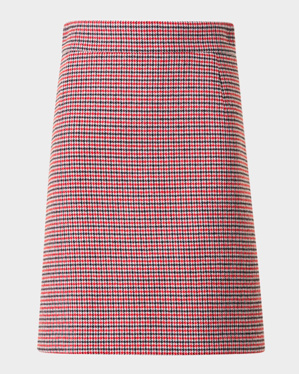 Houndstooth Wool Fresco A-Line Mini Skirt
