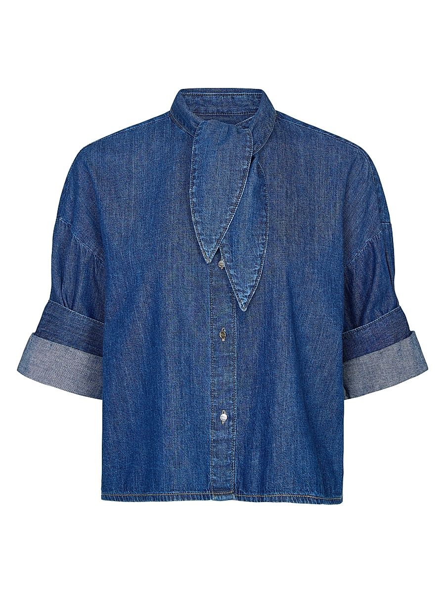 Women's Tie One On Denim Shirt - Dark Stone - Size Medium