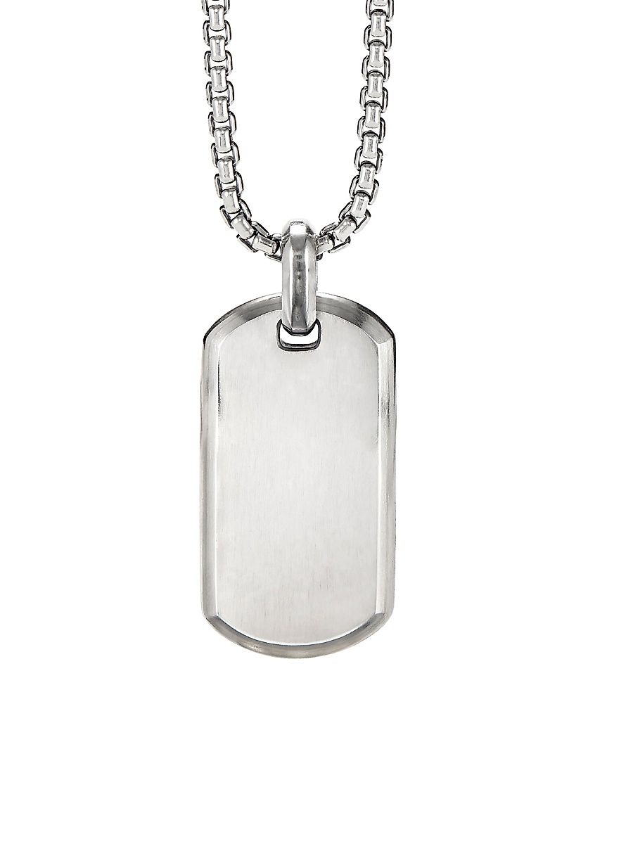 Men's Chevron Tag in Sterling Silver, 35mm - Silver