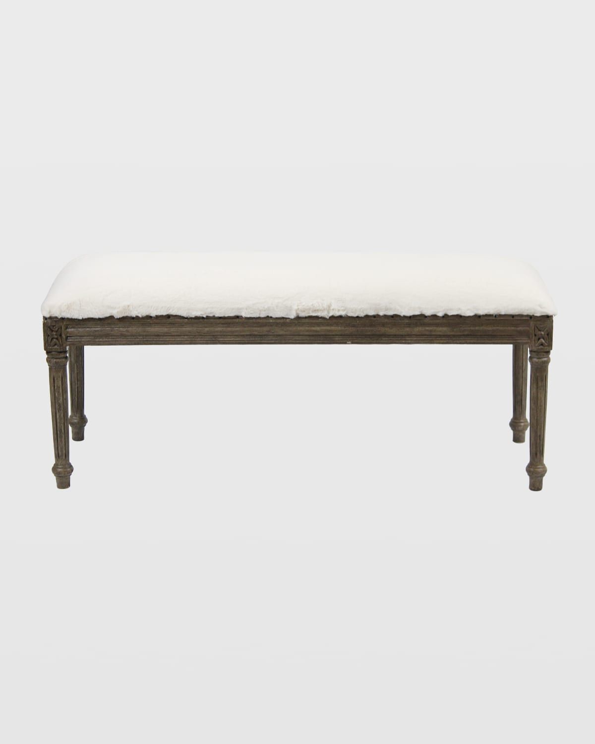 Short French Bench with Faux Fur Cushion