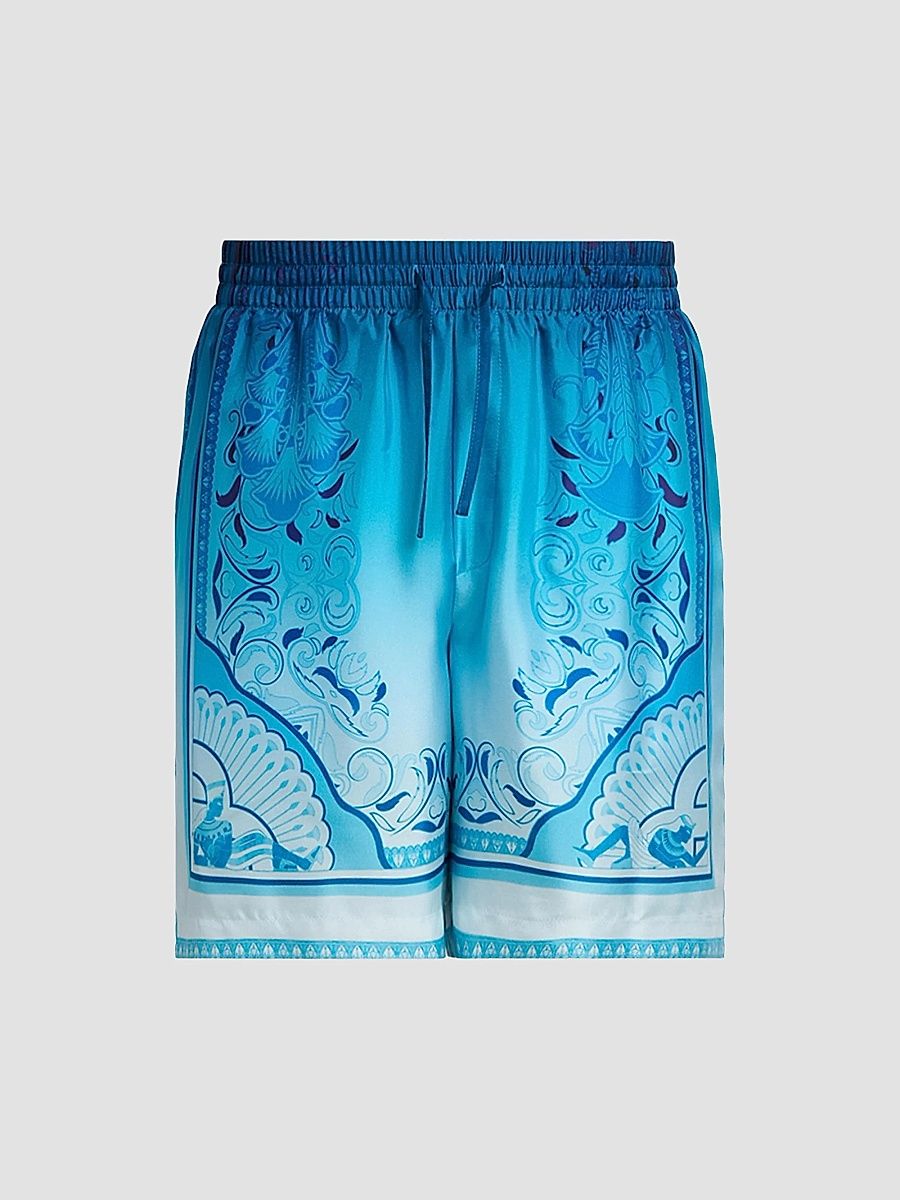Men's Egyptian Rug Silk Shorts - Blue - Size Small