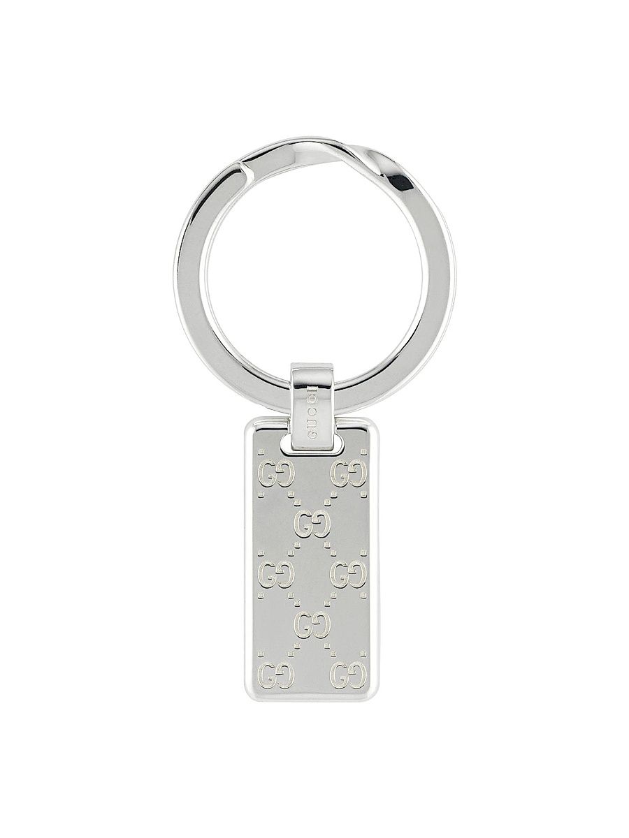Men's Gucci Signature Sterling Silver Keyring - Silver