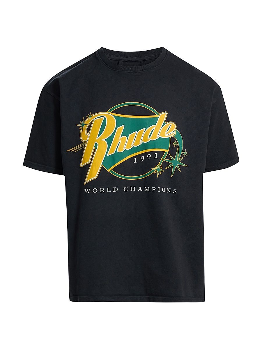 Men's Full Count Cotton Crewneck T-Shirt - Vintage Black Yellow Green - Size Medium