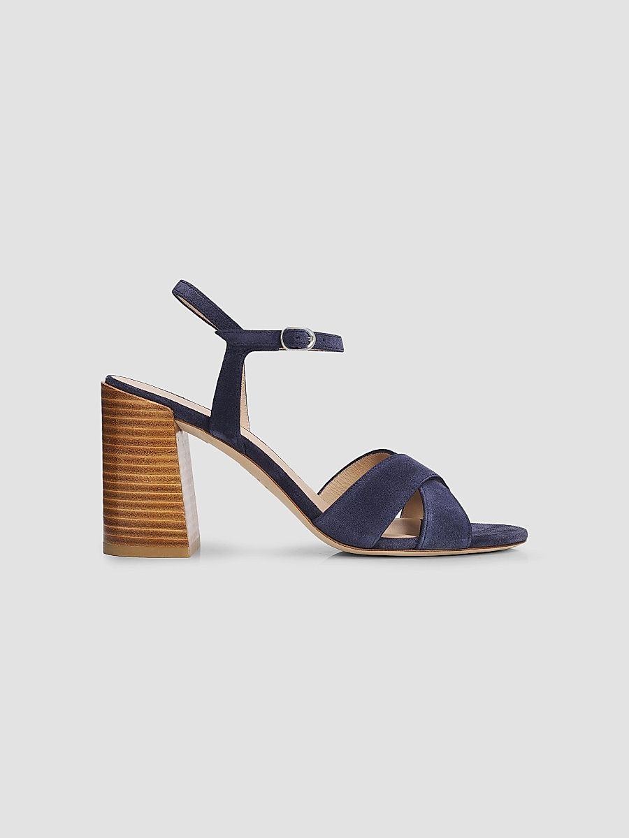 Stuart Weitzman Women's Alyssa 85MM Crisscross Suede Sandals - Nice Blue - Size 9.5