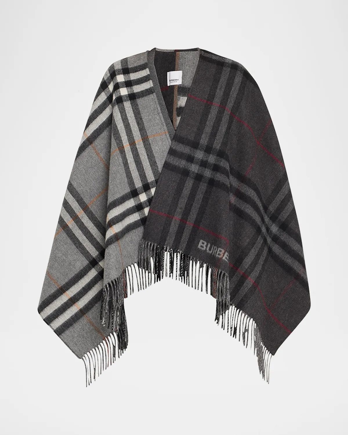 Giant Check Logo Cashmere-Blend Cape