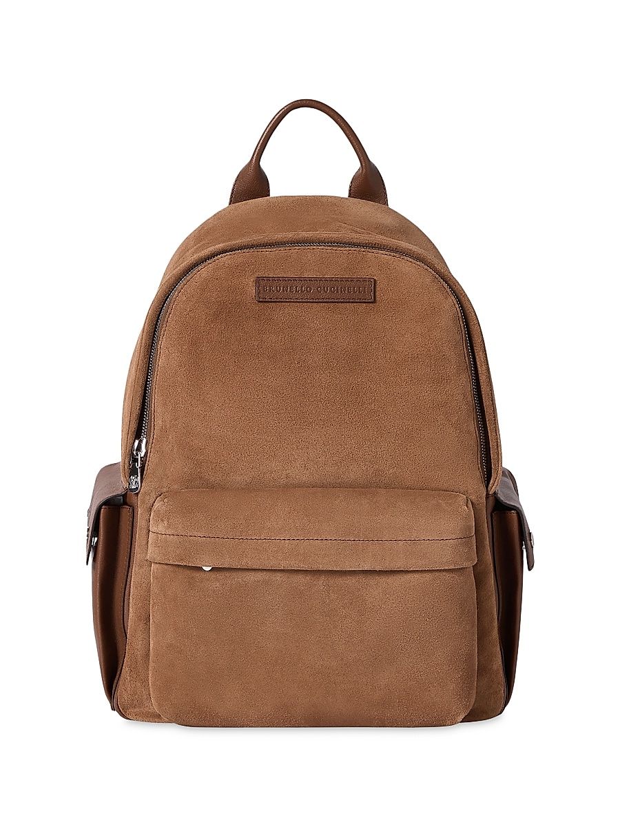 Women's Suede and Buffalo Leather Travel Backpack - Tobacco