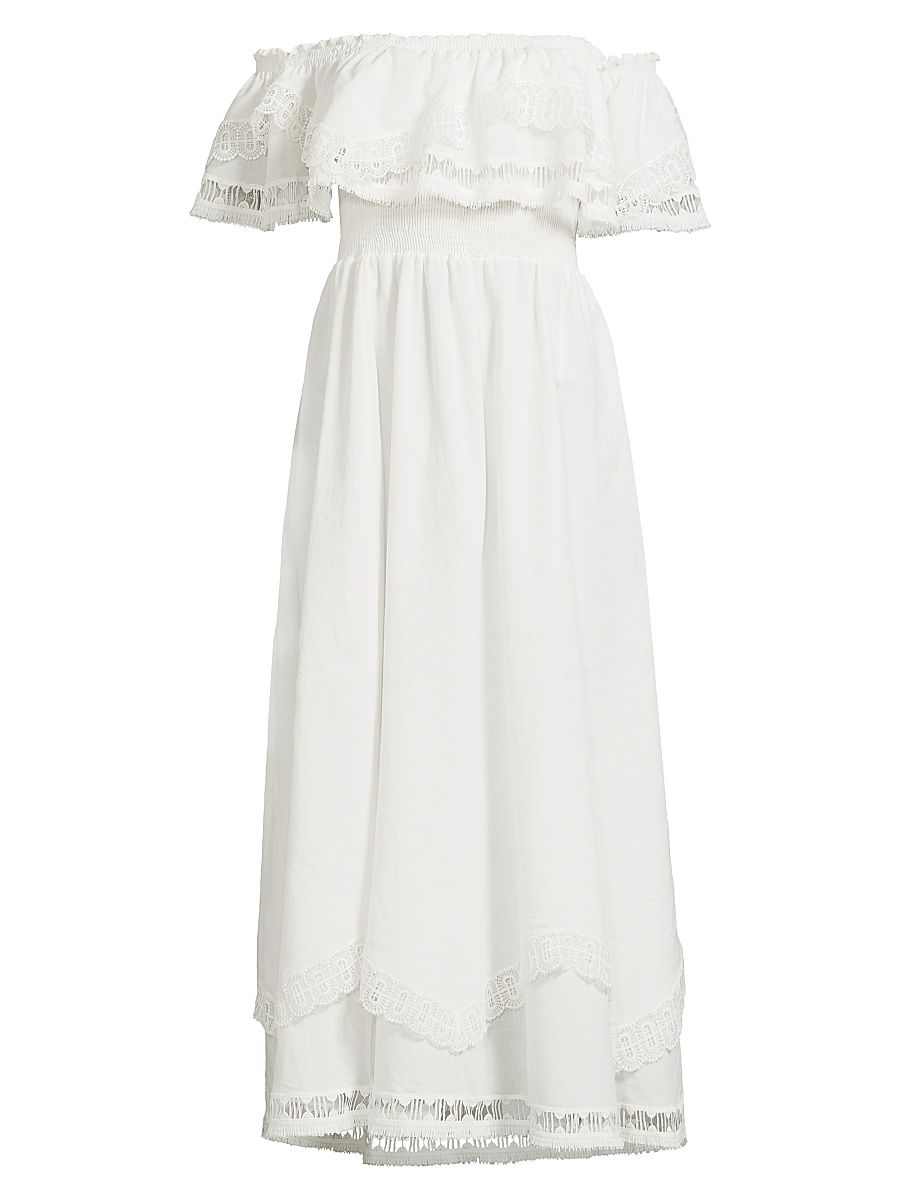 Women's Wyatt Off-The-Shoulder Midi-Dress - White - Size Large