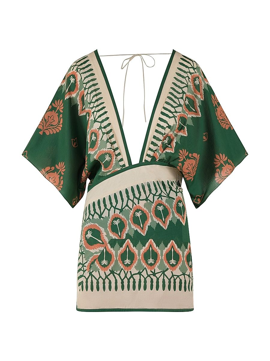 Women's Inundada De Color Cotton Minidress - Green Ecru - Size 2