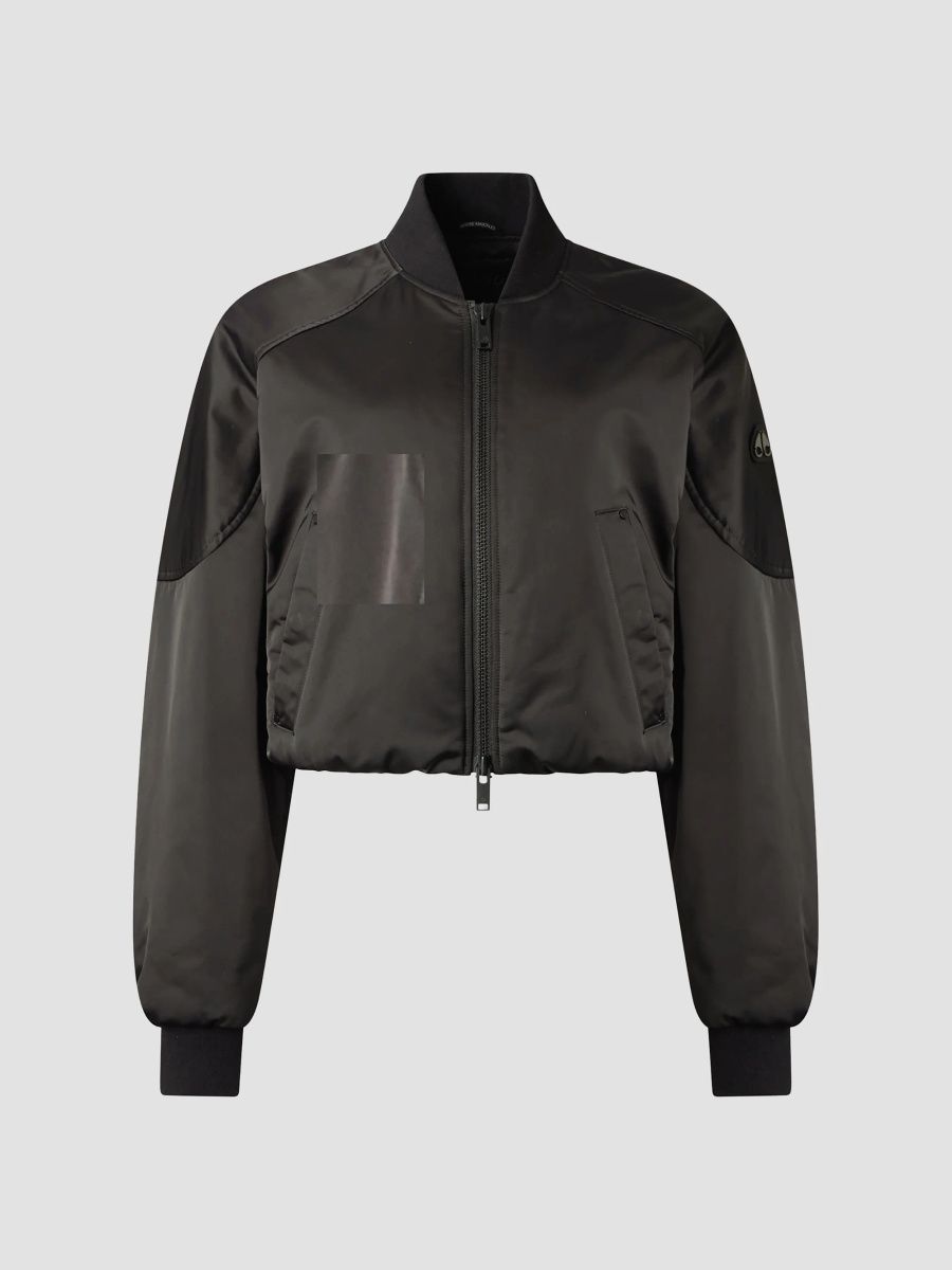 Moose Knuckles Women's Satin Drift Satin Bomber - Black - Size XL