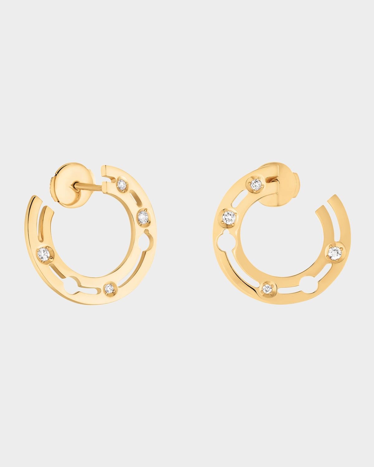 Yellow Gold Pulse Side Hoop Earrings, 18mm