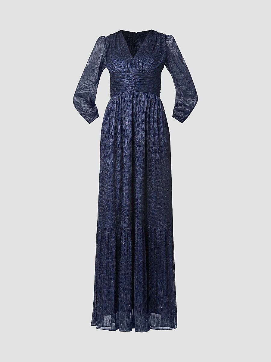 Shoshanna Women's Venus Ruffled Metallic A-Line Gown - Indigo - Size 6