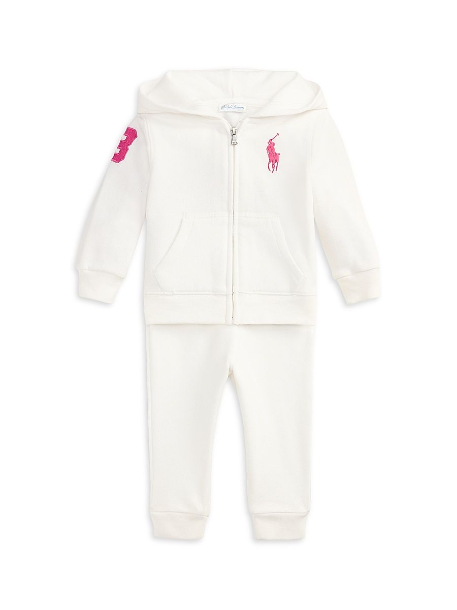 Baby Girl's Magic Fleece Hoodie & Sweatpants Set - White - Size 6 Months