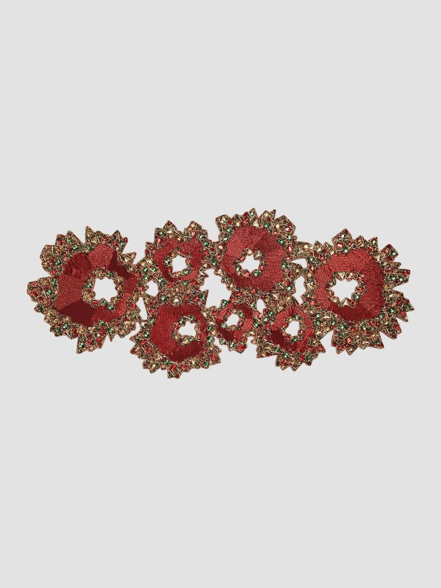 Kim Seybert Aurelia Beaded Cotton Table Runner - Red
