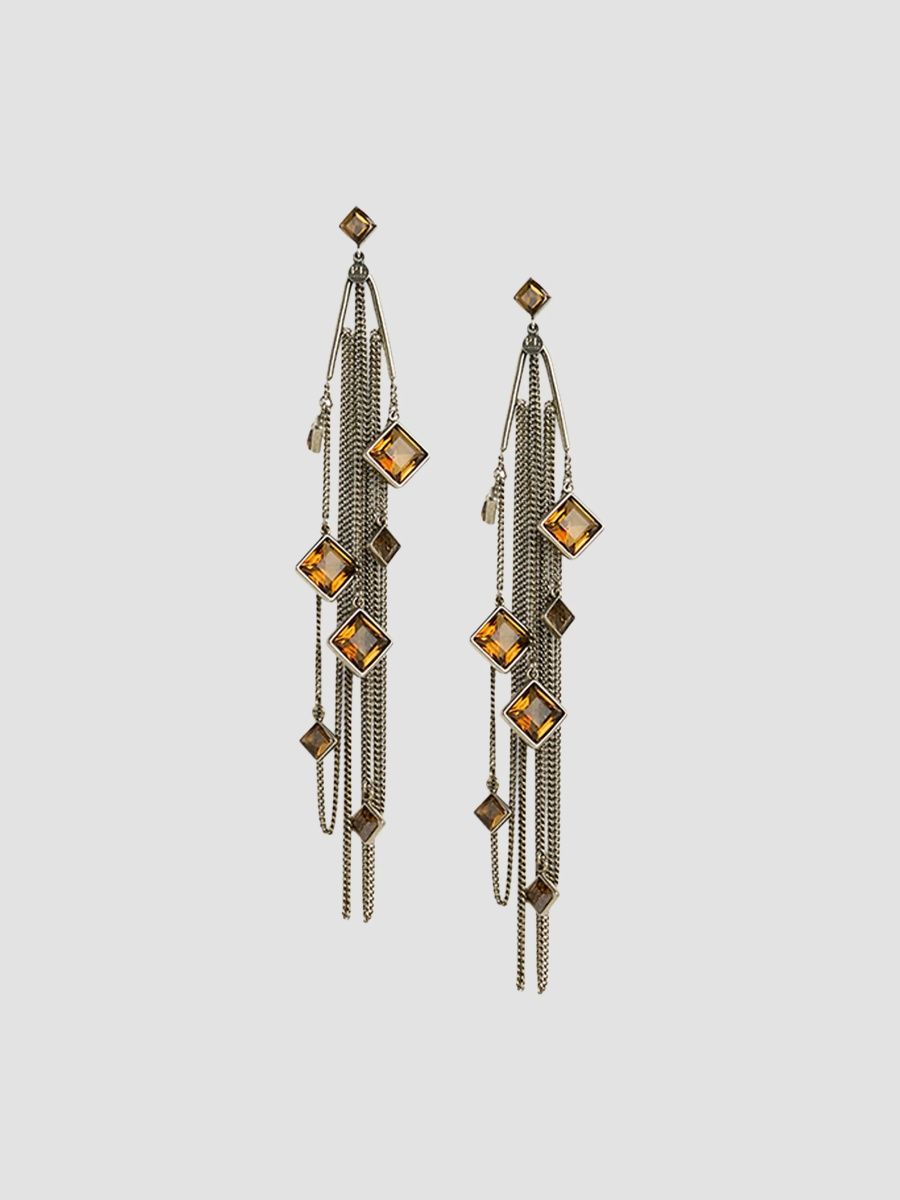 Polo Ralph Lauren Women's Antiqued Fringe Stone Earrings - Antique Silver