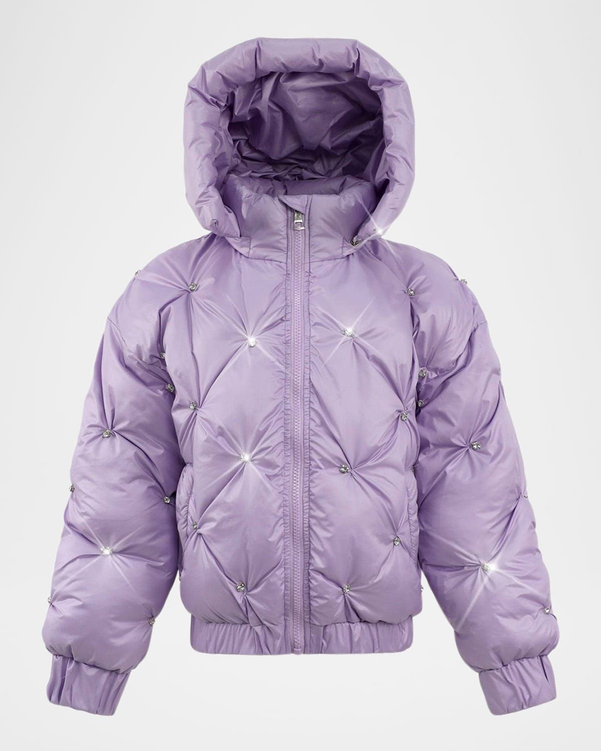 Girl & apos;s Lavender Sparkle Puffer Jacket, Size 2-14