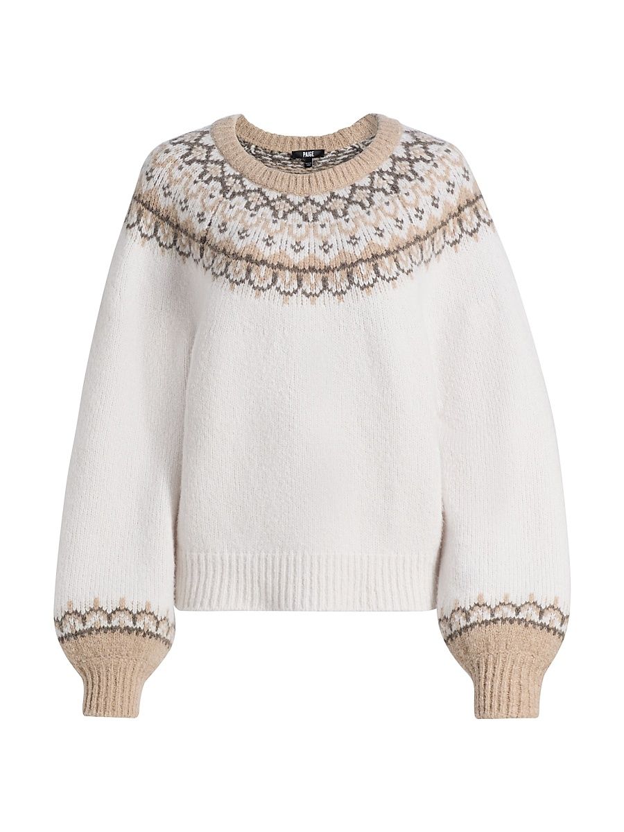 Women's Misha Merino Wool-Blend Colorwork Sweater - Ivory Multi - Size XL