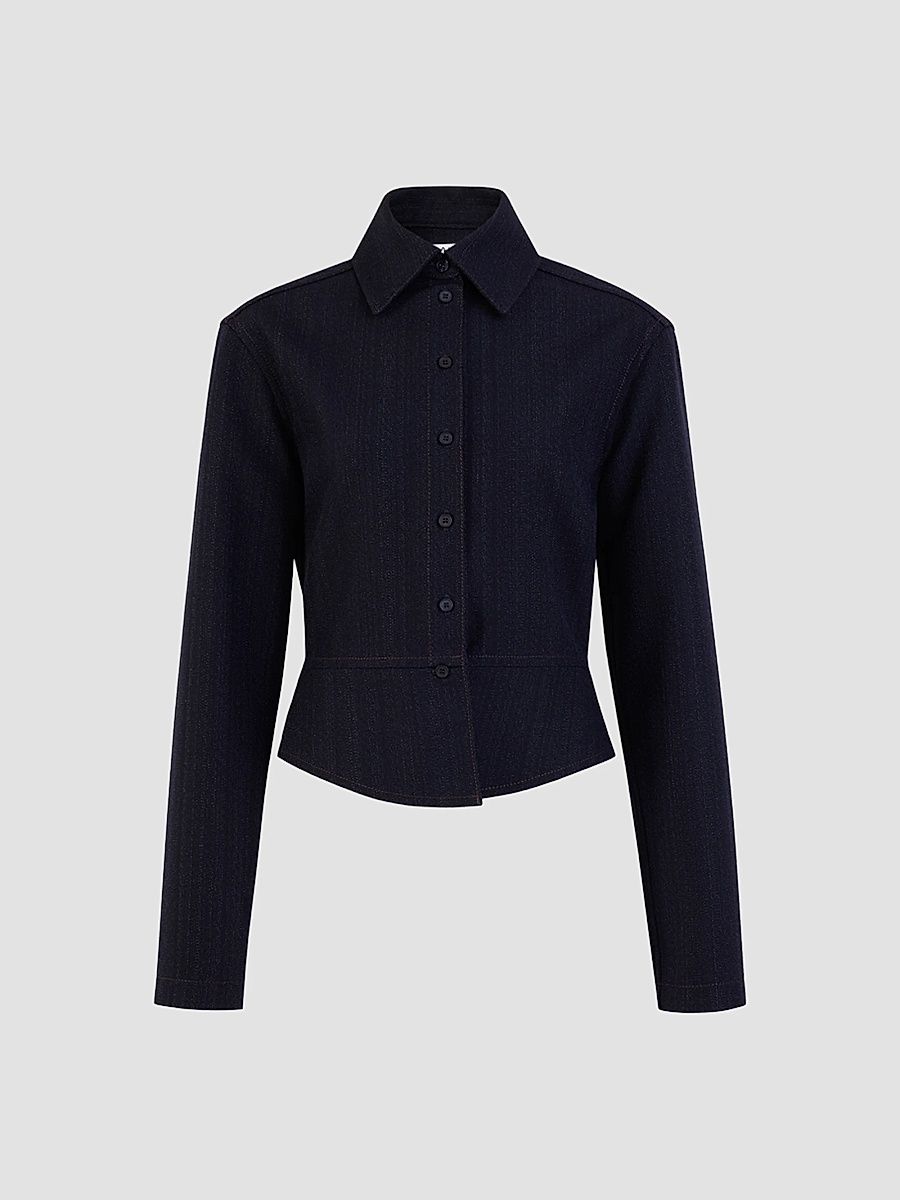 ALAÏA Women's Basque Wool Denim Shirt - Nuit Reverse - Size 8