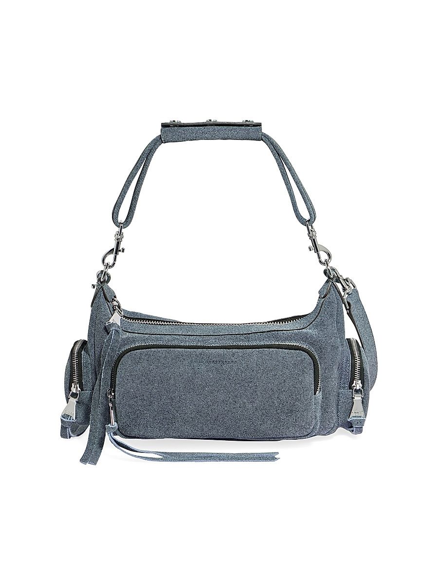 Women's Away We Go Leather Convertible Shoulder Bag - Dark Denim