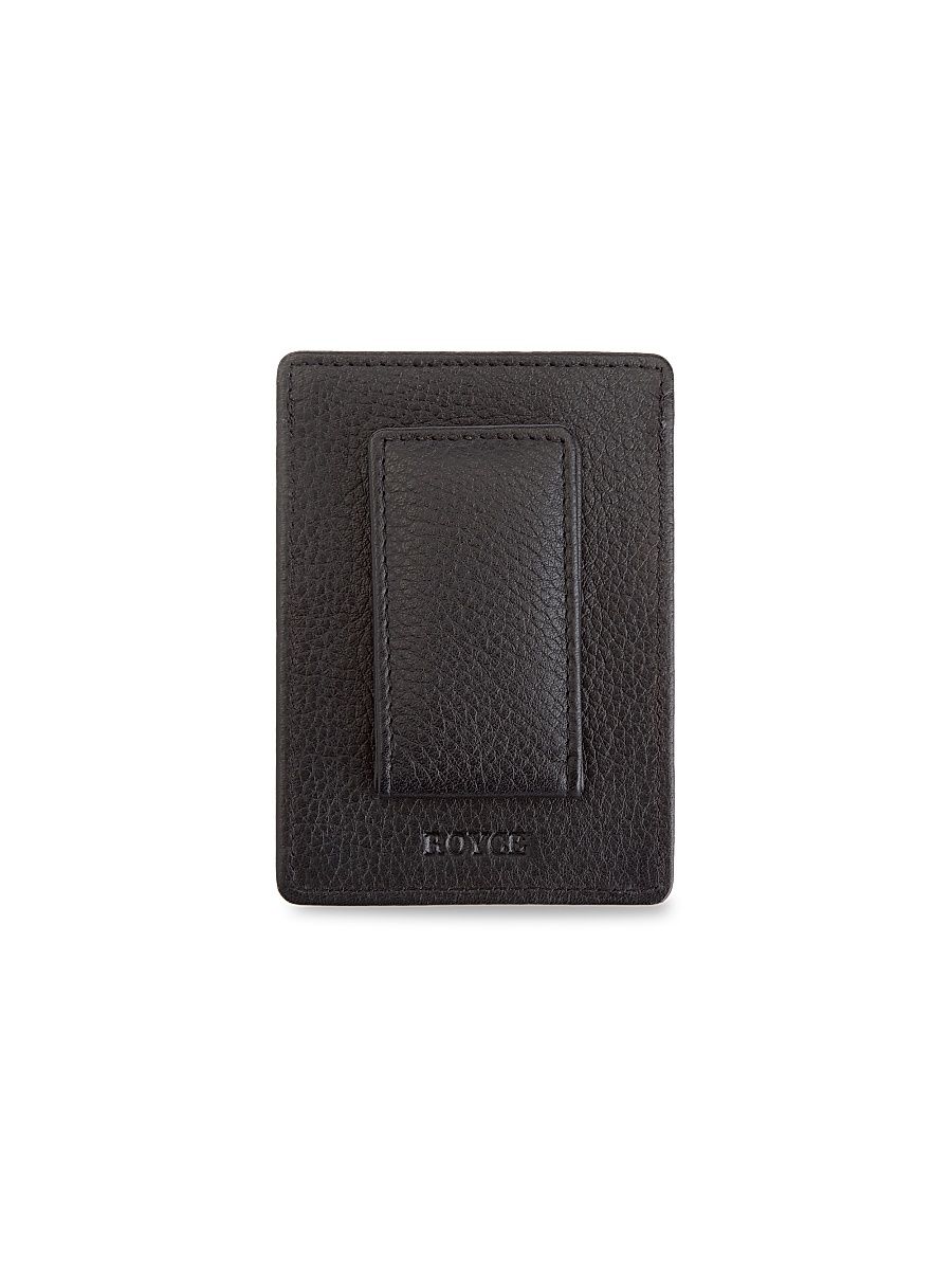 Men's Leather Magnetic Money Clip Wallet - Brown